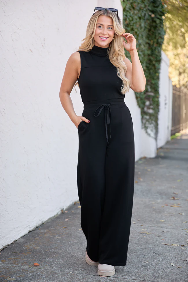 Mira Black Mock Neck Jumpsuit FINAL SALE