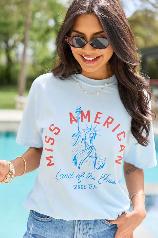 Miss Americana Light Blue Comfort Colors Graphic Tee - Image 2