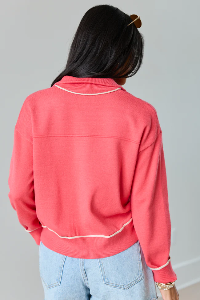 Monroe Pink And White Trim Zip Up Jacket FINAL SALE - Image 5