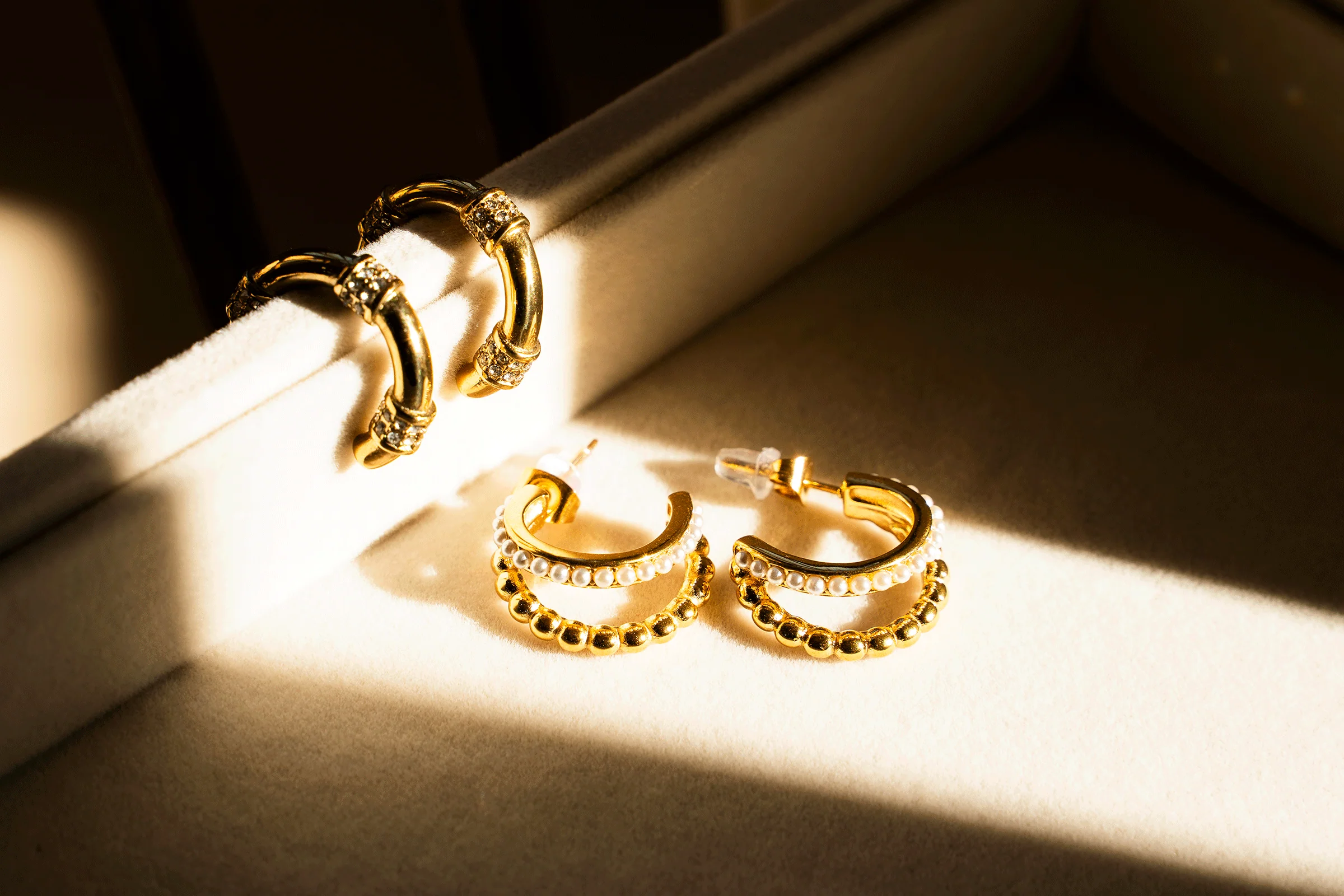 Moti Gold Double Hoops - Image 3