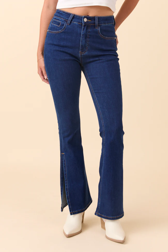 My Favorite Stretchy Dark Wash Slit Hem Jeans FINAL SALE - Image 3