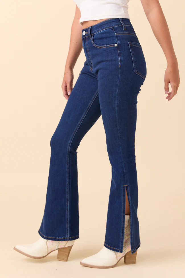 My Favorite Stretchy Dark Wash Slit Hem Jeans FINAL SALE - Image 4