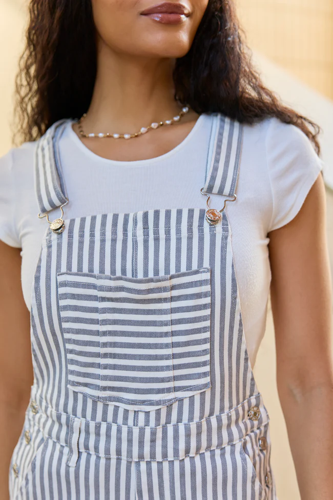 My Favorite Stretchy Stripe Shorts Overalls - Image 5