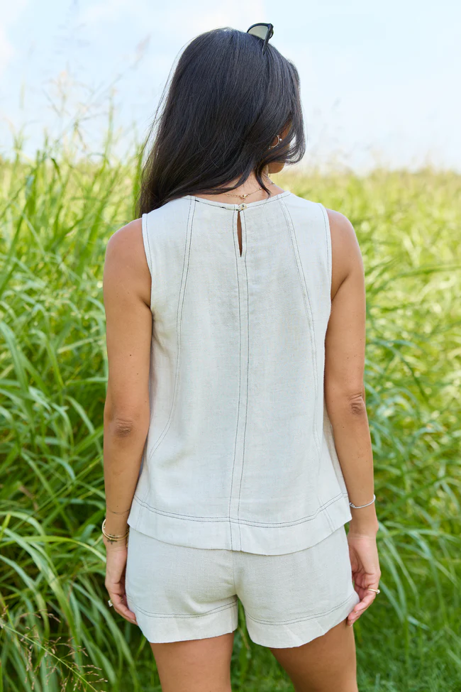 Love in the Light Ivory Stitch Panel Sleeveless Top - Image 5