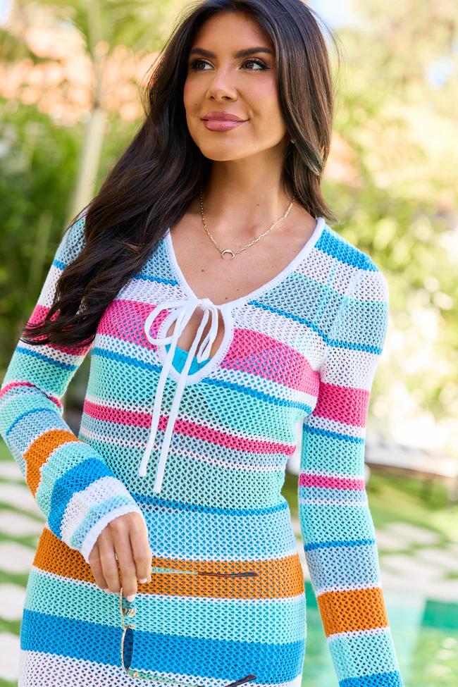 Multi Stripe Crochet Cover-Up Dress FINAL SALE - Image 6