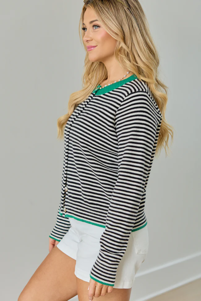Patricia Green Trim Striped Cardigan FINAL SALE - Image 4