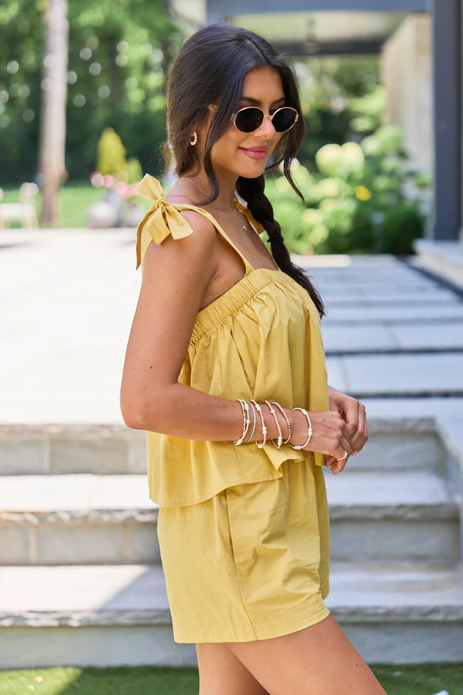 Sunset State Yellow Solid Tie Shoulder Tank - Image 3