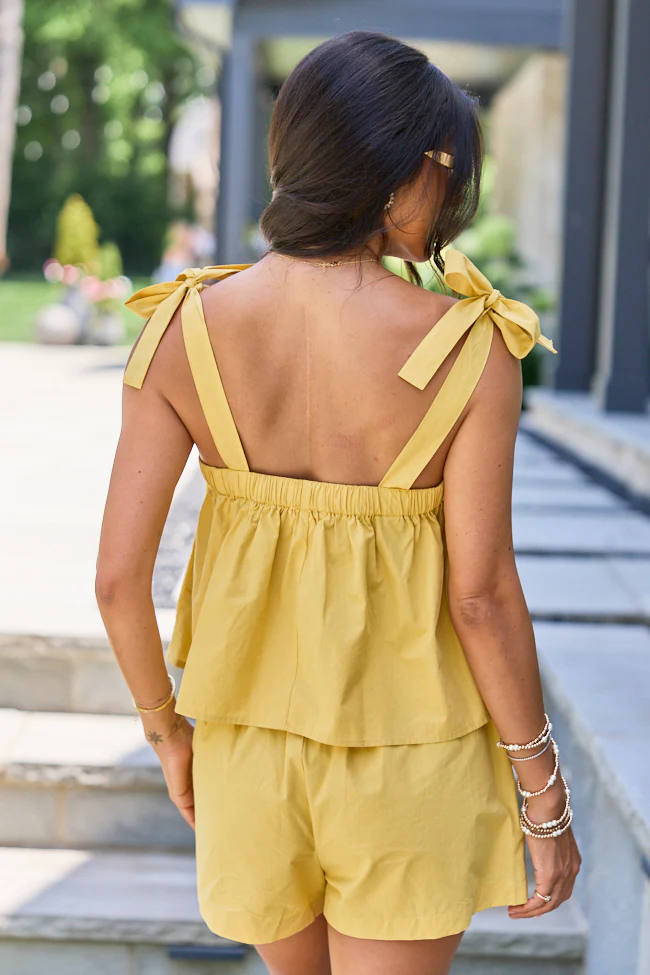 Sunset State Yellow Solid Tie Shoulder Tank - Image 4