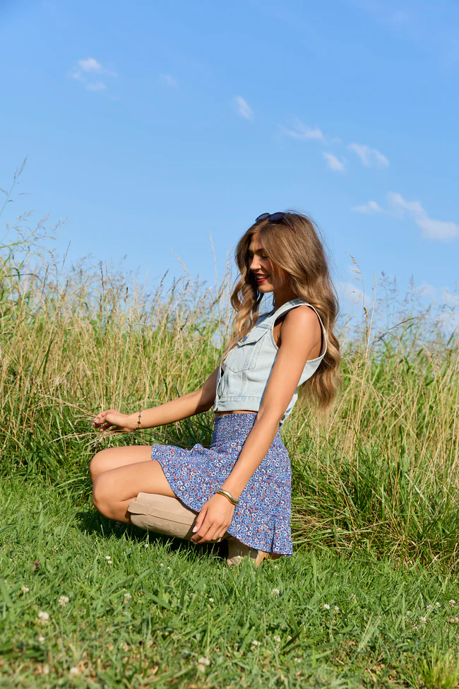Through The Garden Navy Floral Mini Skort - Image 3