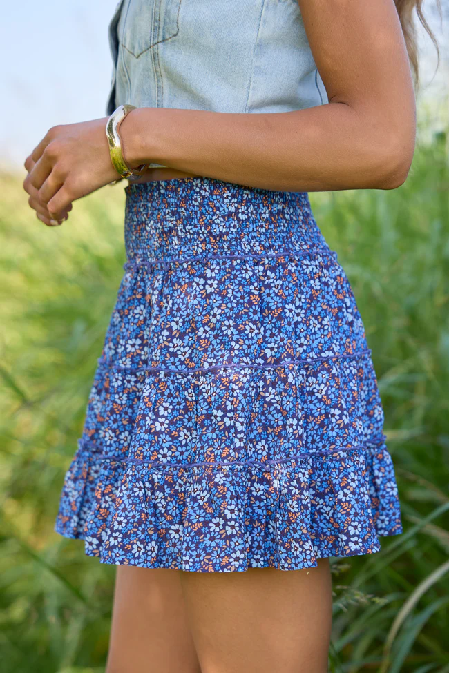 Through The Garden Navy Floral Mini Skort - Image 5
