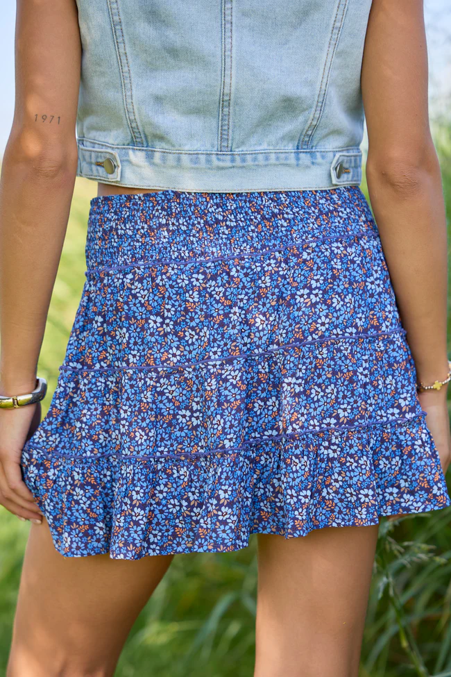 Through The Garden Navy Floral Mini Skort - Image 7