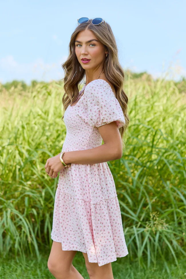 Willa Pink Floral Smocked Mini Dress - Image 4