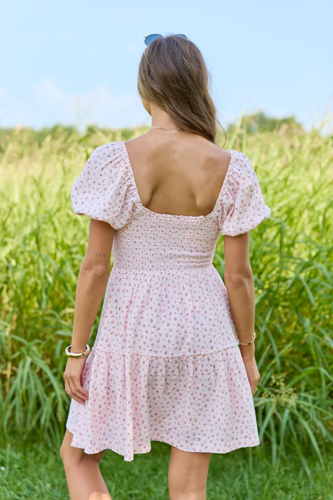 Willa Pink Floral Smocked Mini Dress - Image 5