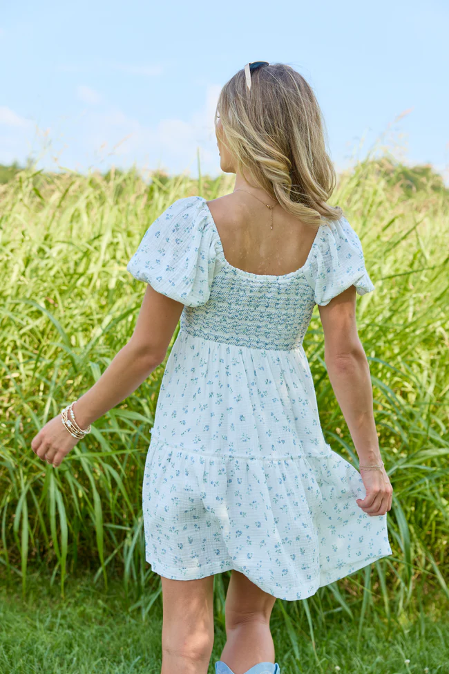 Willa White Floral Smocked Mini Dress - Image 5