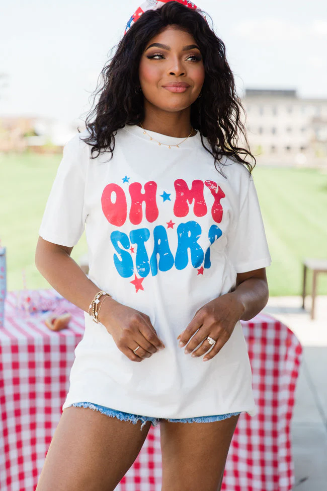 Oh My Stars White Comfort Colors Graphic Tee - Image 4