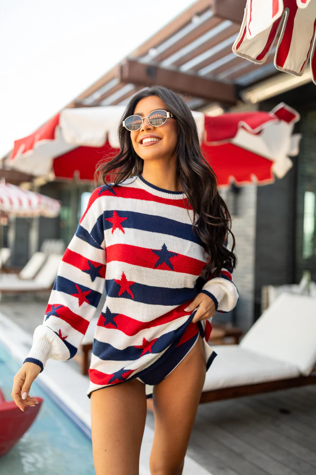 Old Glory Stars and Stripes Oversized Sweater SALE