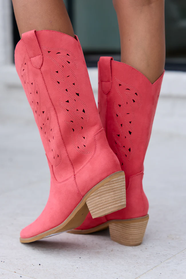 Olivia Cutout Red Cowboy Boots - Image 5