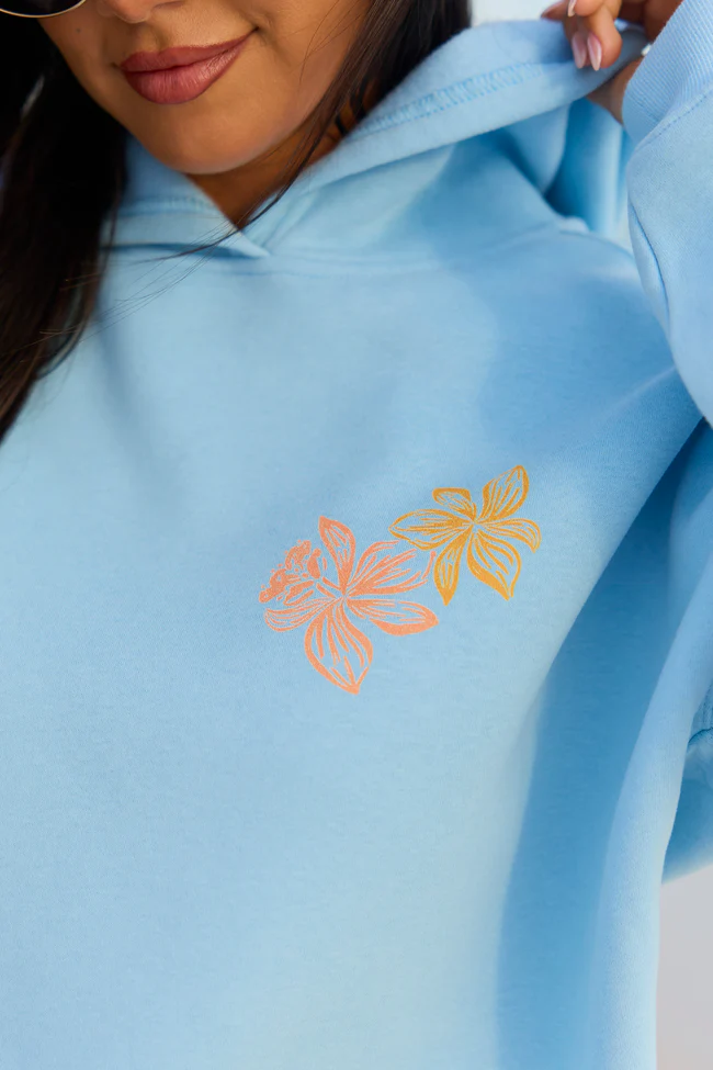 Paradise Beach Club Light Blue Graphic Hoodie - Image 3