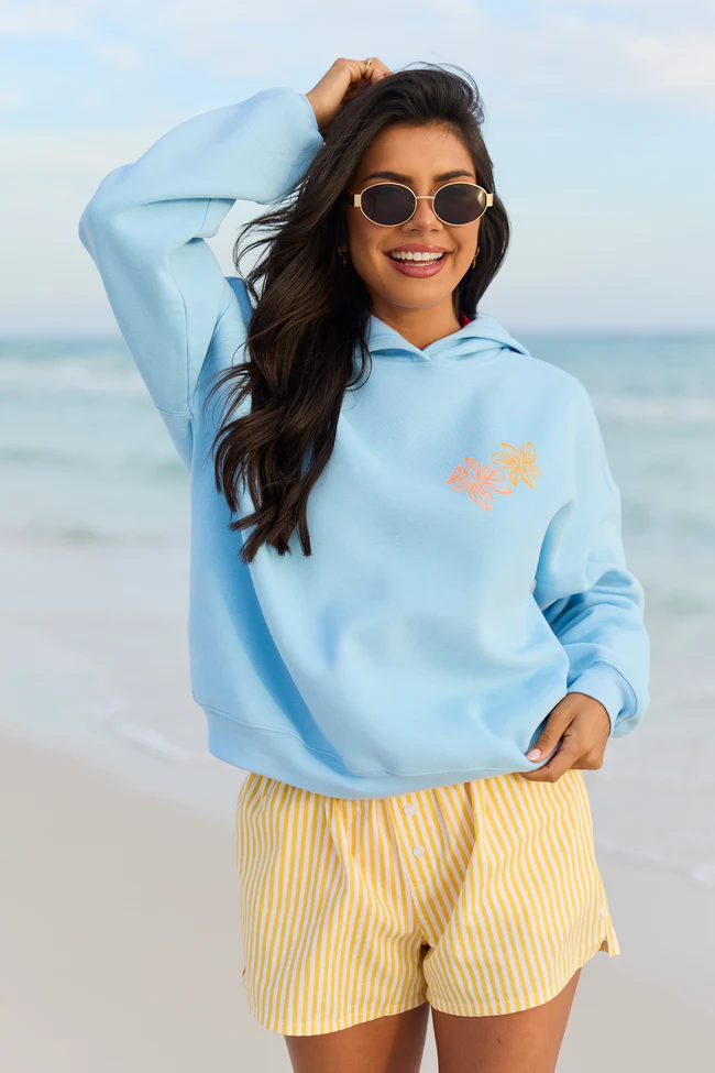 Paradise Beach Club Light Blue Graphic Hoodie - Image 4