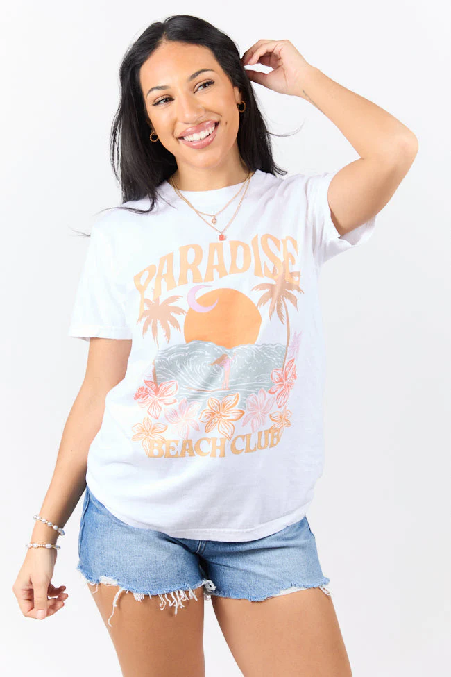 Paradise Beach Club White Comfort Colors Graphic Tee - Image 3