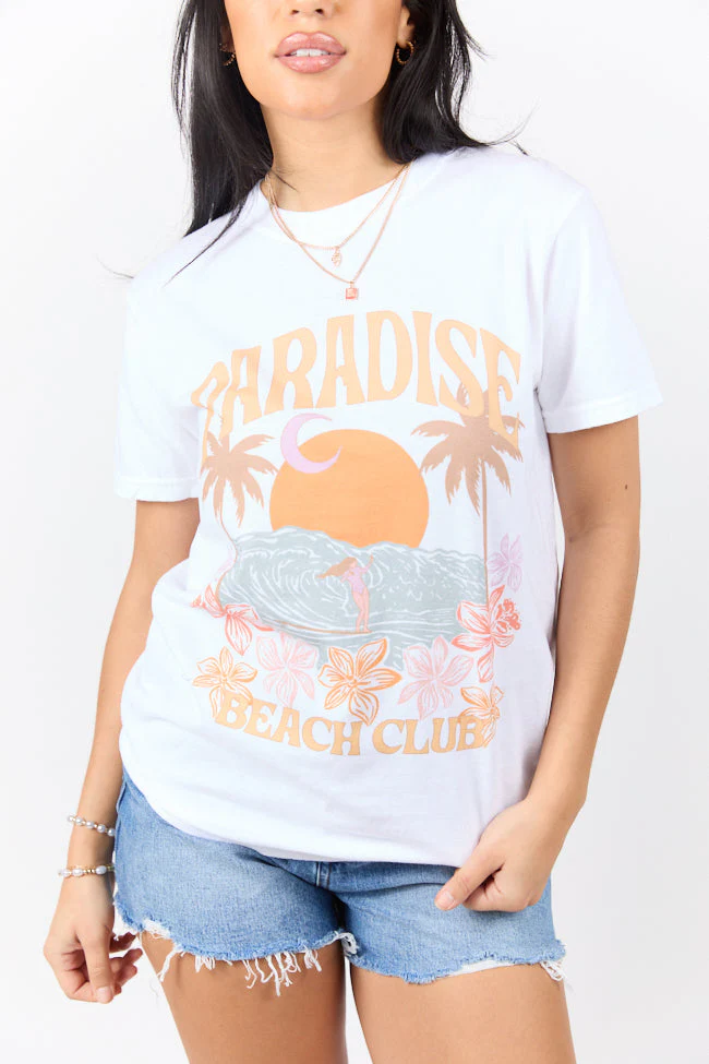 Paradise Beach Club White Comfort Colors Graphic Tee - Image 4