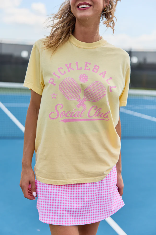 Pickleball Social Club Yellow Comfort Colors Graphic Tee - Image 3