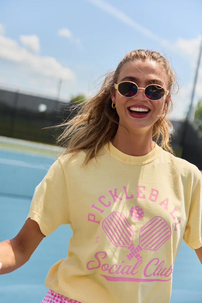 Pickleball Social Club Yellow Comfort Colors Graphic Tee - Image 4