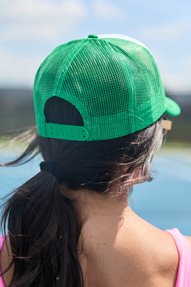 Pickleballer White/Kelly Embroidered Trucker Hat - Image 3