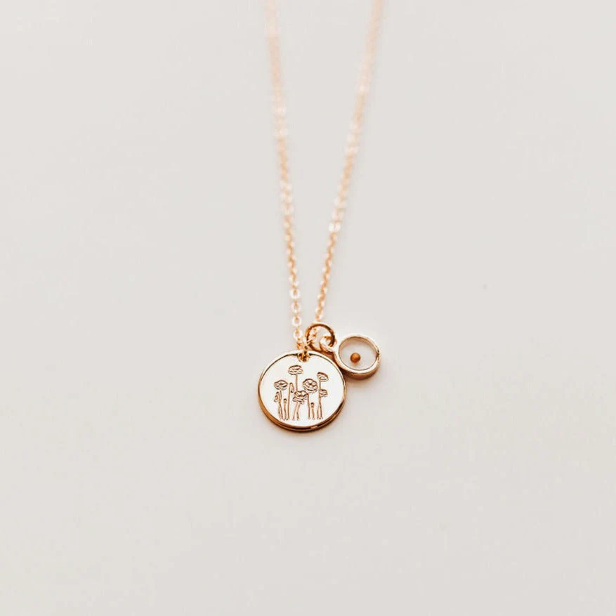Poppy Necklace with Mustard Seed