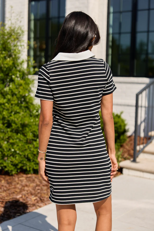 Prepared For Anything Black and White Collared Stripe Dress FINAL SALE - Image 5