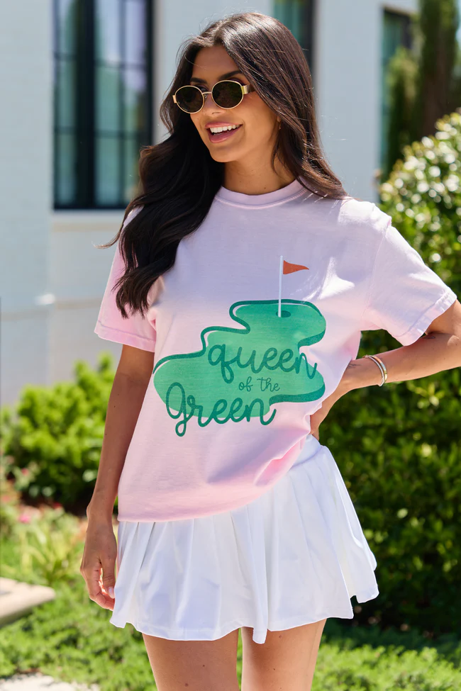 Queen of the Green Light Pink Comfort Colors Graphic Tee - Image 2