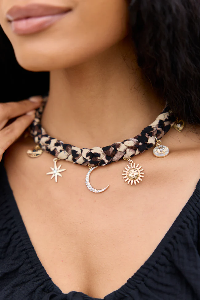 Ramona Leopard Scarf Charm Necklace SALE