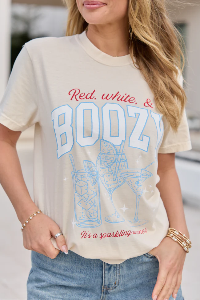 Red, White, & Boozy Ivory Comfort Colors Graphic Tee - Image 2