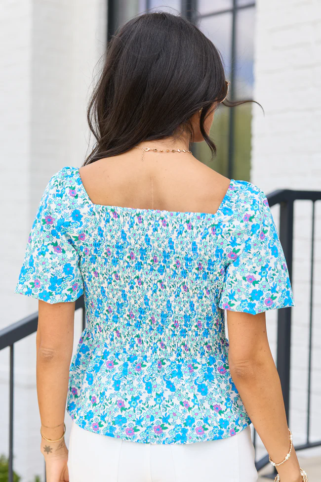 Remington Blue Floral Twist Bust Top SALE - Image 4