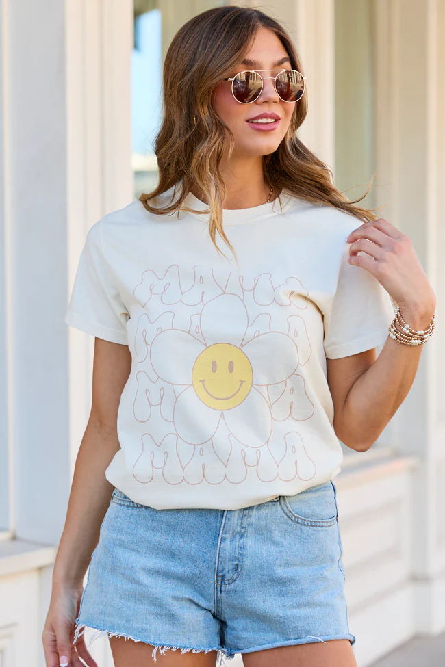 Retro Mama Daisy Ivory Comfort Colors Graphic Tee - Image 4