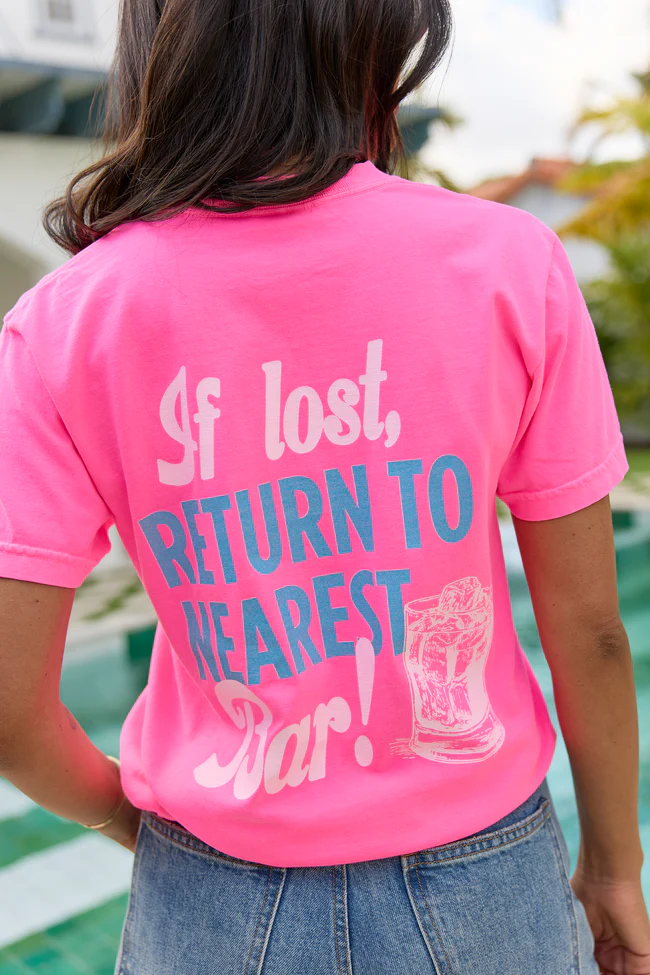Return To Nearest Bar Neon Pink Comfort Colors Graphic Tee - Image 5