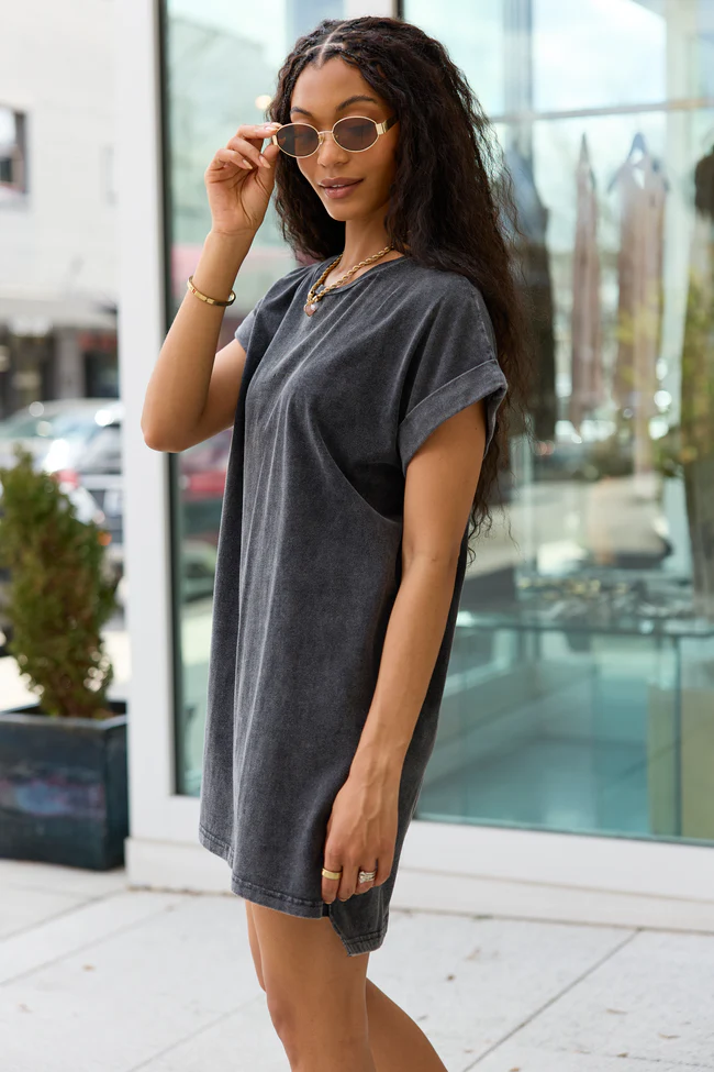 River Black Acid Wash T-Shirt Dress - Image 3