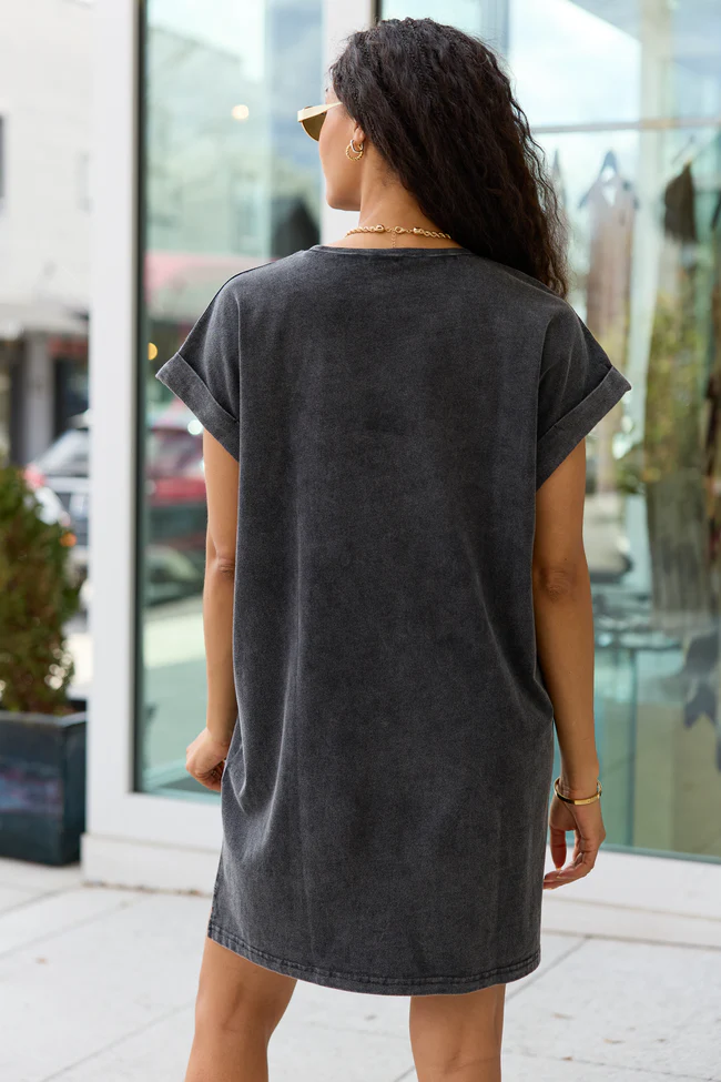 River Black Acid Wash T-Shirt Dress - Image 4