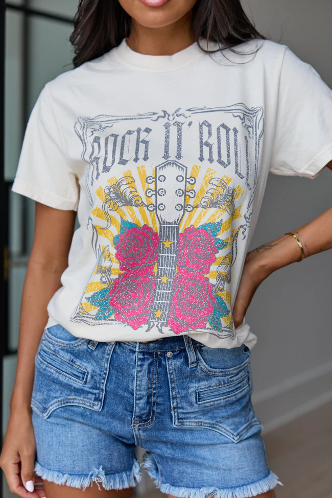 Rock N' Roll Ivory Comfort Colors Graphic Tee - Image 2