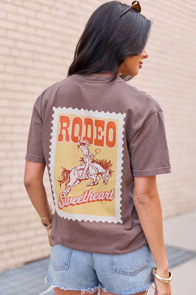 Rodeo Sweetheart Brown Comfort Colors Graphic Tee - Image 4