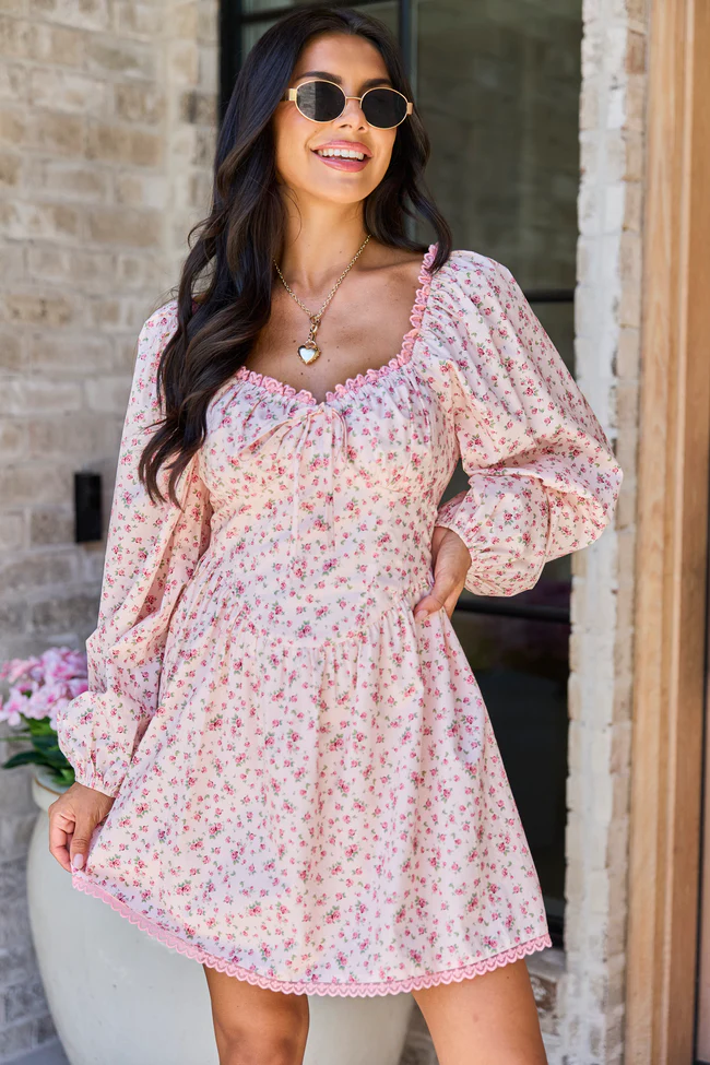 Rosemary Pink Floral Mini Dress - Image 3