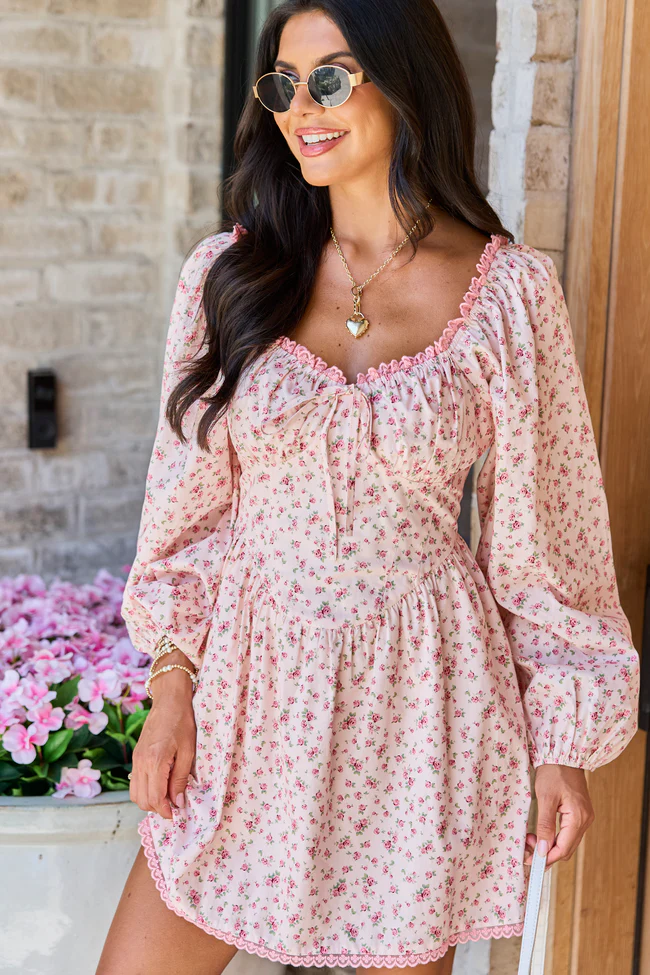 Rosemary Pink Floral Mini Dress - Image 4
