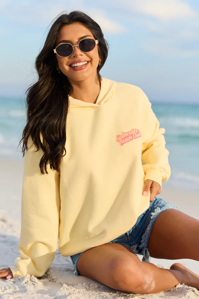 Saltwater Beach Club Yellow Graphic Hoodie - Image 2