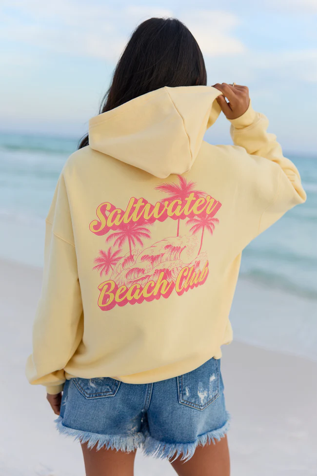 Saltwater Beach Club Yellow Graphic Hoodie - Image 4