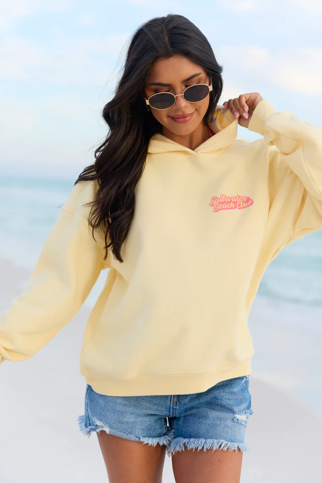Saltwater Beach Club Yellow Graphic Hoodie - Image 5