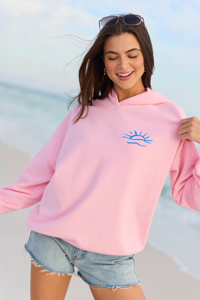 Saltwater State Of Mind Light Pink Graphic Hoodie - Image 4