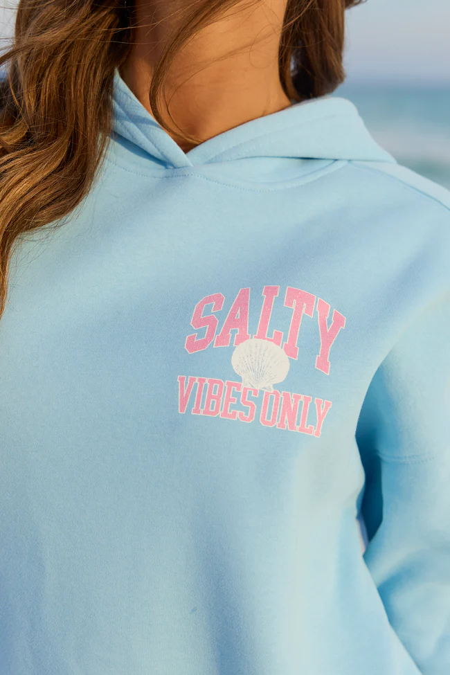 Salty Vibes Only Light Blue Graphic Hoodie - Image 3