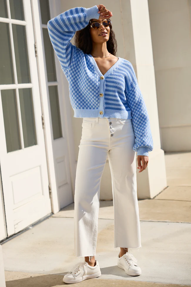 Samara Checkered And Stripes Blue Cardigan FINAL SALE - Image 3