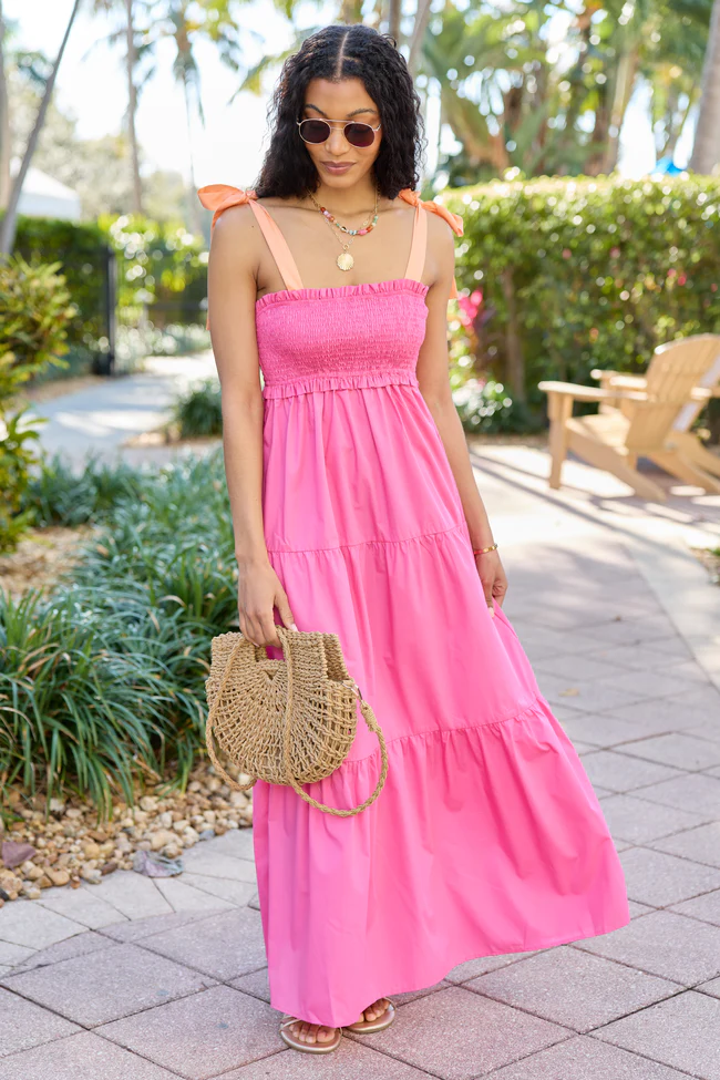Season Of Bliss Pink Smocked Bust Maxi Dress FINAL SALE - Image 2
