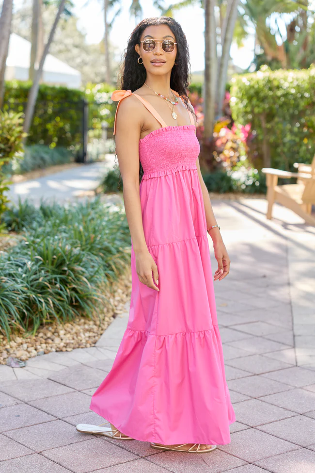 Season Of Bliss Pink Smocked Bust Maxi Dress FINAL SALE - Image 3